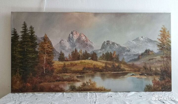 Картина винтаж. Масло, холст. Пейзаж. Европа