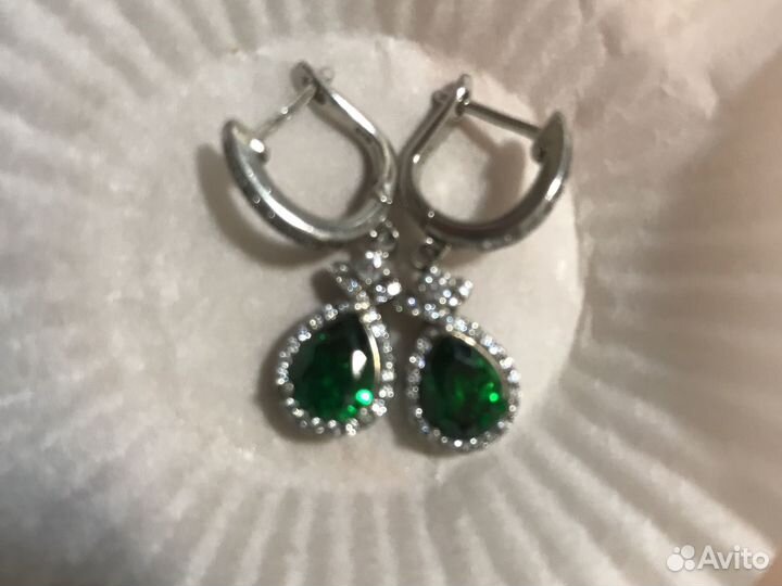 Серьги серебро 925 пробы,колье бисер