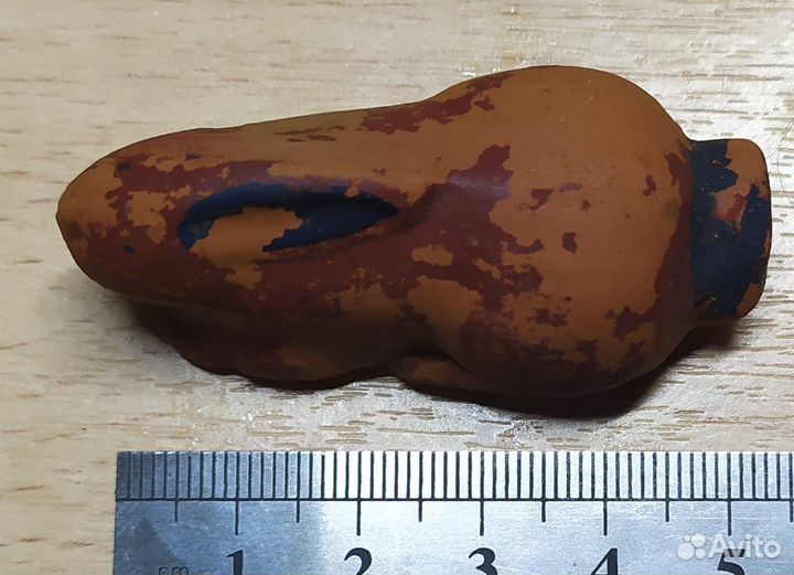 Редкая игрушка свистулька. Заяц глиняная старинная