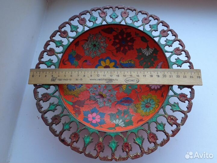 Ваза под фрукты,латунь,эмаль.Индия