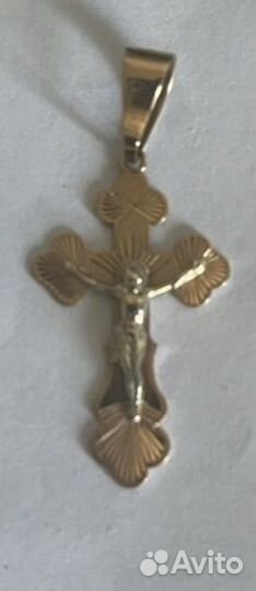 Золотая цепь 585 пробы и крестик