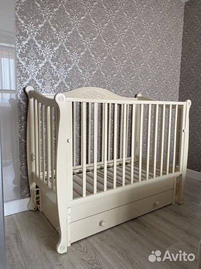 Кроватка Гандылян + матрас + бортики и балдахин