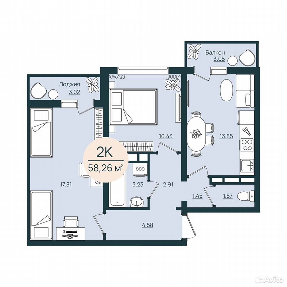 2-к. квартира, 58,3 м², 5/12 эт., Херсон