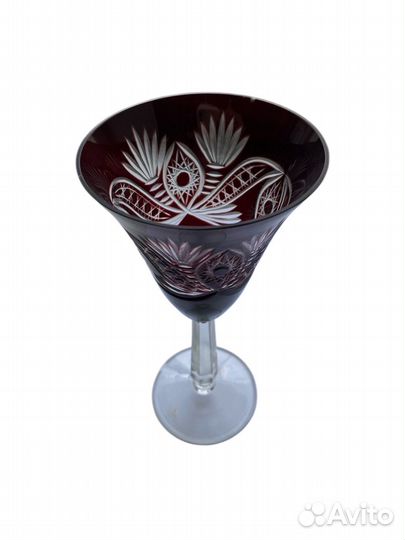 Фужеры бокалы рубиновое стекло винтаж 6 шт