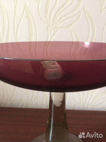 Большая хрустальная винтажная ваза для фруктов