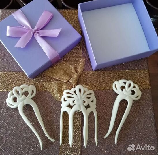 Костяной гребень, заколки. Набор. Винтаж