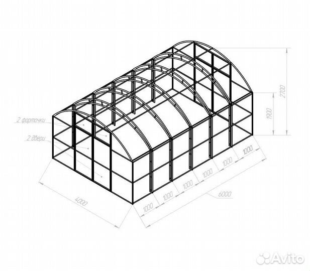 Теплица фермер 4 х 8 м