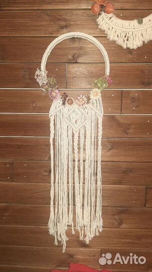 Венок настенное украшение ручная работа макраме