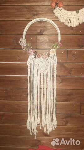 Венок настенное украшение ручная работа макраме