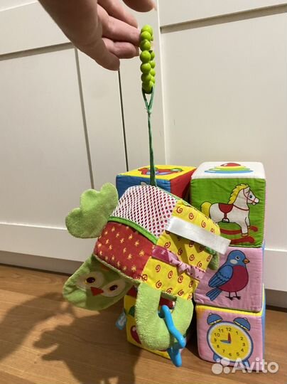 Игрушки кубики мякиши+кубик сова