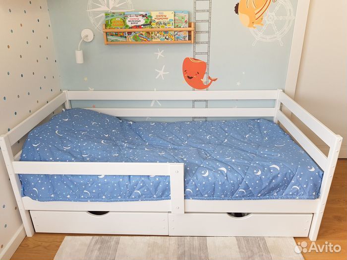 Кроватка софа из массива от 2х лет с бортиком