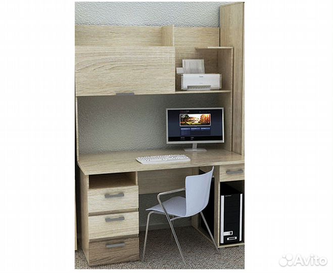Стол компьютерный с тремя ящиками сонома св/темный