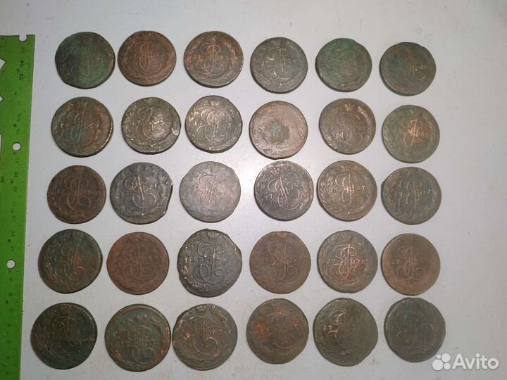 5 копеек Пятак медь 18 век оригинал