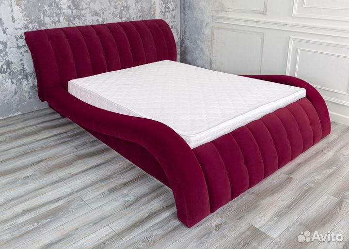 Кровать двуспальная 140х200 бордо