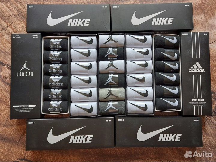 Носки Nike Adidas Jordan белые