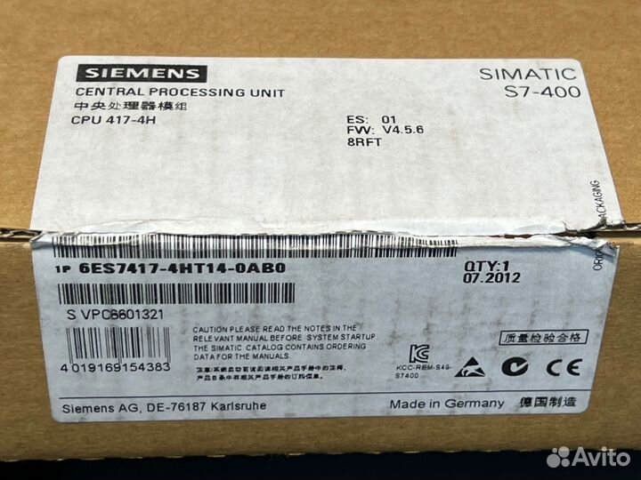 Siemens 6ES7 417-4HT14-0AB0 CPU новый, 1 шт