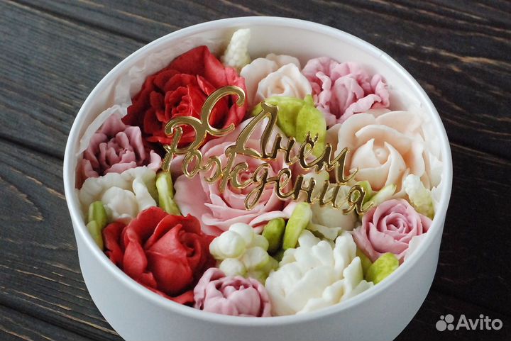 Цветы из зефира в коробке, подарок учителю