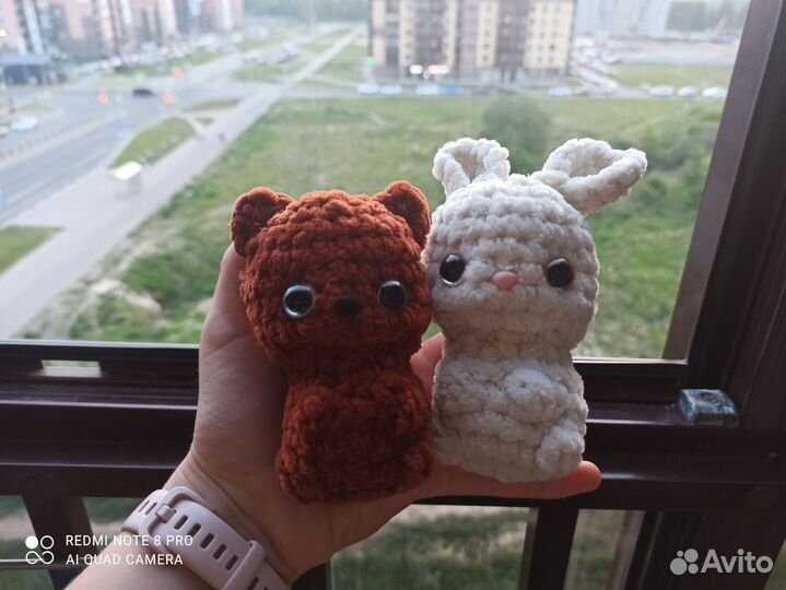 Вязаная парочка мишка и зайка