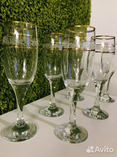 Стеклянные фужеры с напылением СССР