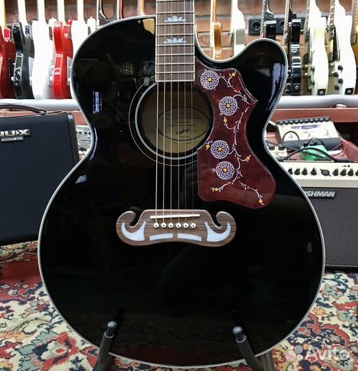Электроакустическая гитара Epiphone EJ-200CE Black