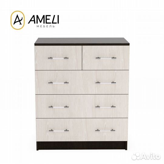 Комод 5 ящиков, классика 80х80 см, Венге/Дуб