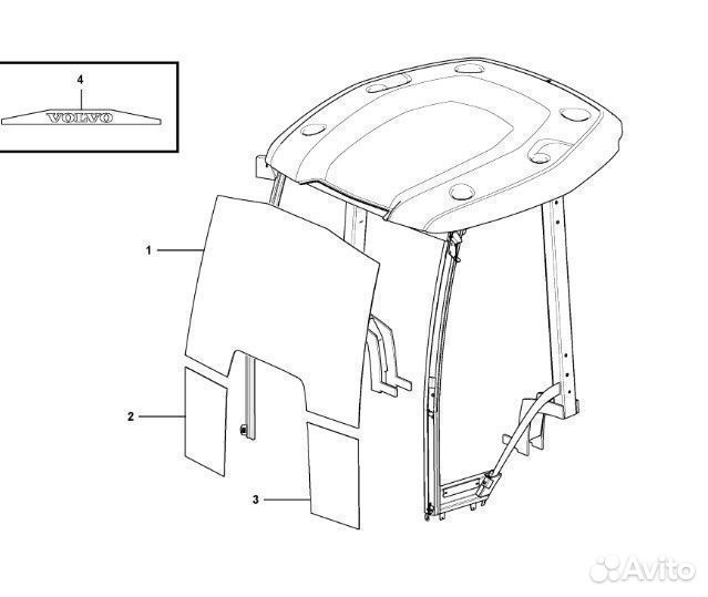 Стекло лобовое нижнее левое Volvo BL 61 71