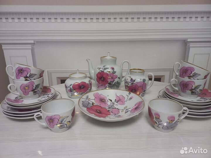 Чайный сервиз лфз СССР Розовая ветка