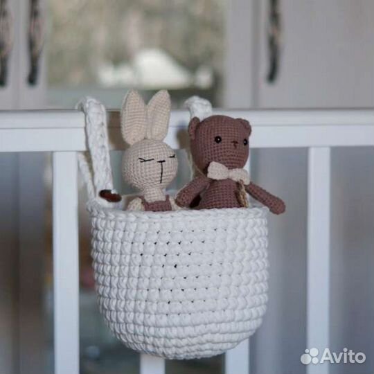 Корзина подвесная вязаная