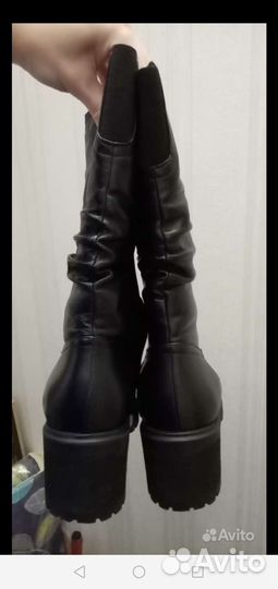 Кожаные зимние сапоги