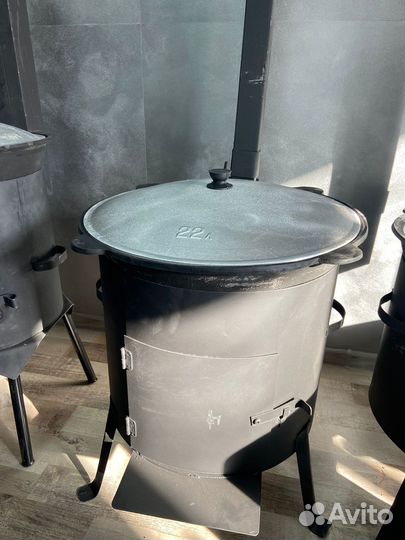 Казан чугунный 22 литра+печь комплект