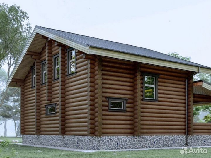 Сруб дома из бревна