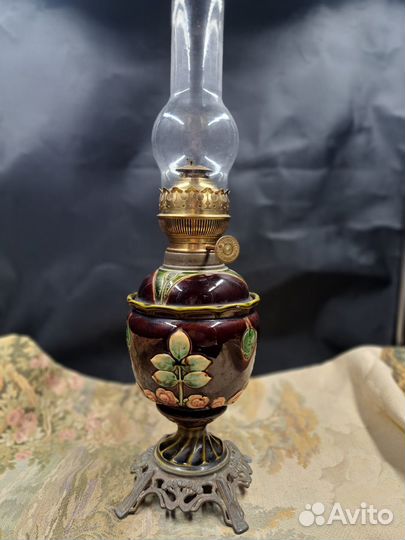 Керосинровая лама, корпус - майолика, Бельгия