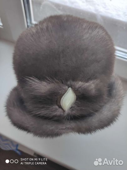 Шляпа-шапка голубая норка