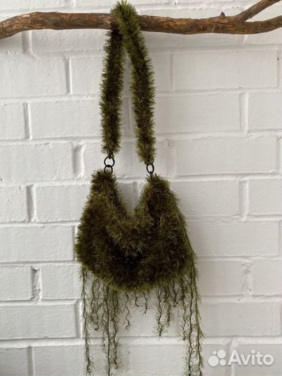 Сумка вязаная мох/травка/тина