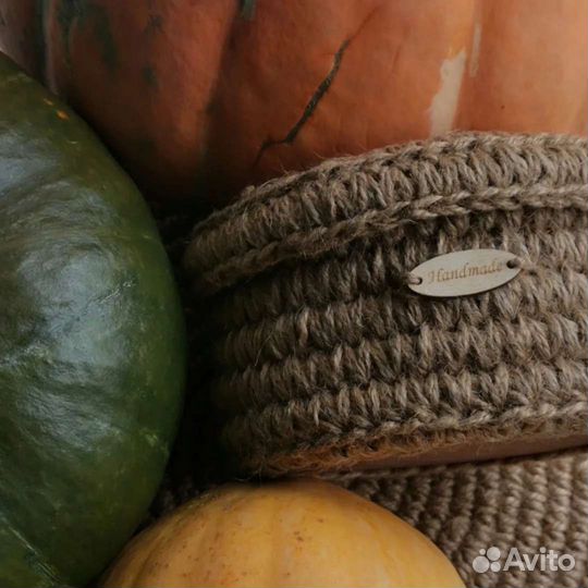 Джутовая корзинка с крышкой