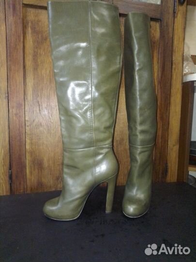 Сапоги женские демисезонные кожаные
