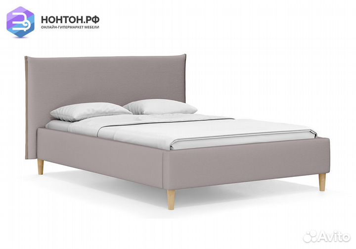 Кровать Микаса светло-серая / терракотовая