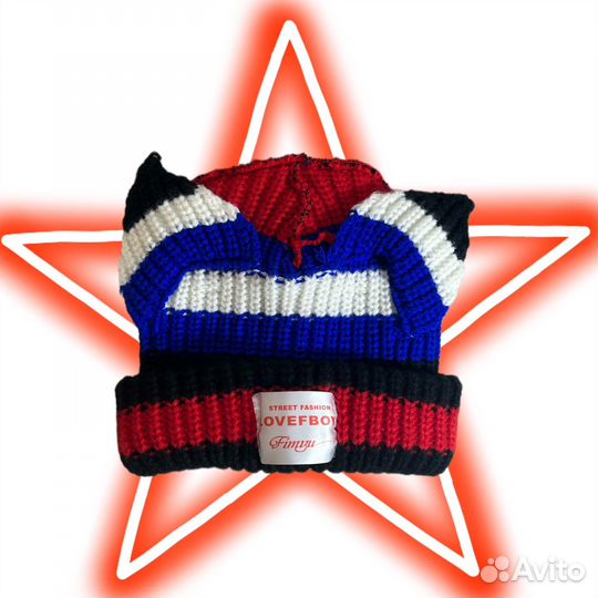 Шапка вязаная с ушками