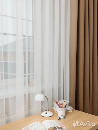 Штора из белой вуали 600х250