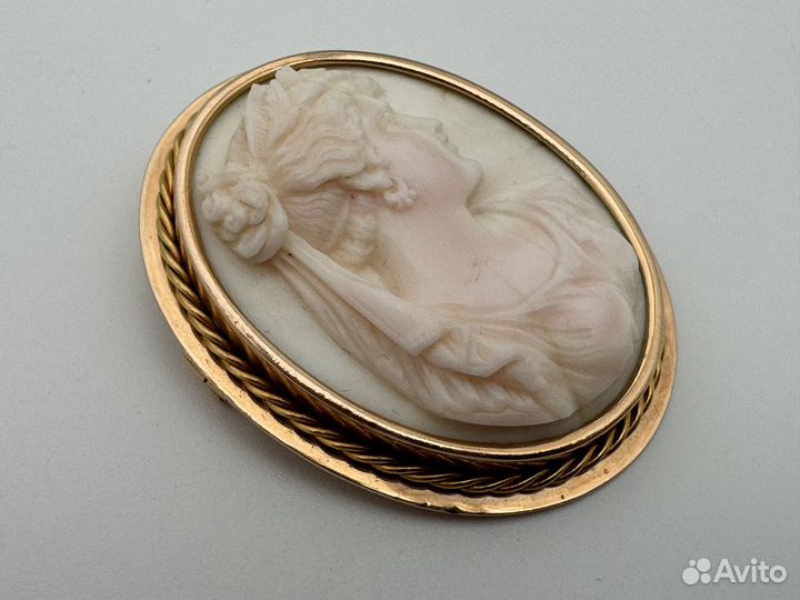 Брошь золото 583 СССР камея ленинград