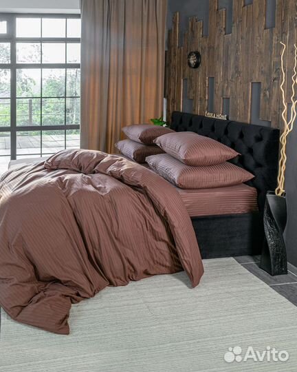 Постельное белье Софи Шоколад новое страйп-сатин