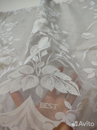 Ткань на тюль кружево серая 2,8 метра