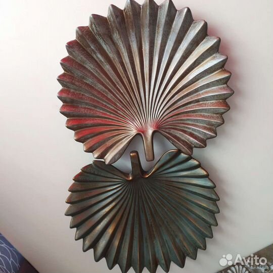 Блюдо бетонный лист пальмы.Кормушка для птиц