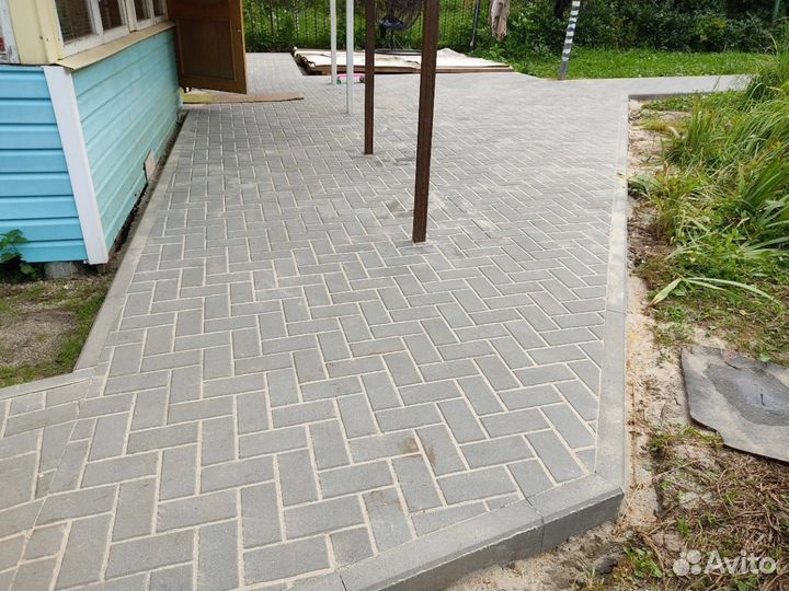 Тротуарная плитка кирпичик серый