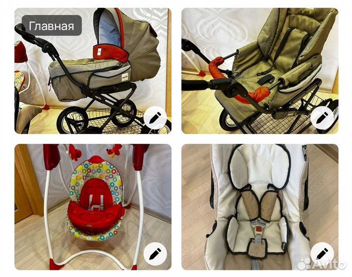 Коляска и люлька качель inglesina с базой