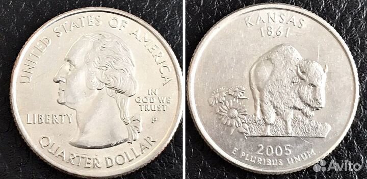 Квотер 2005 P Kansas Буффало XF