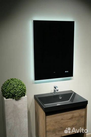 Зеркало Jorno Kvadro 80 с подсветкой и часами