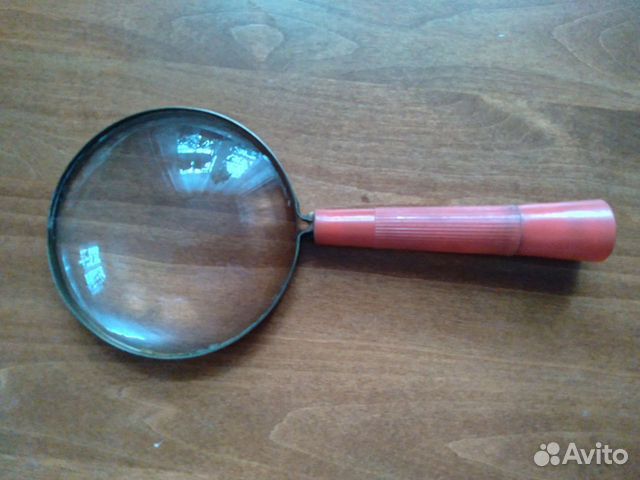 Большая толстая лупа 2х-4х. D117мм. Стекло Латун
