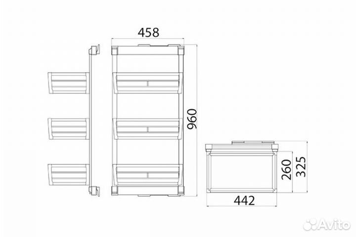 Корзина для белья выкатная, боковое крепление