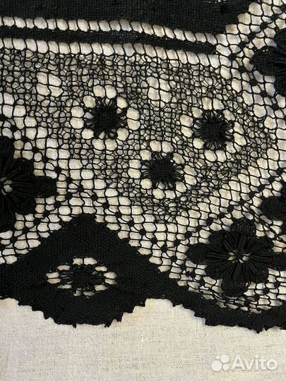 Шаль,платок, филейно-гипюрная вышивка, винтаж СССР